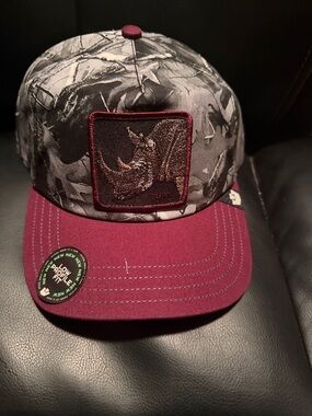 Men's Maroon and Grey camo Tuff Rhino Patch trucker Cap
